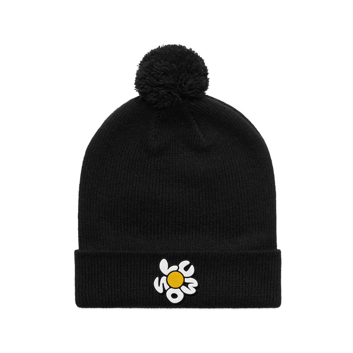 Daisy Pom Pom Beanie (Black)