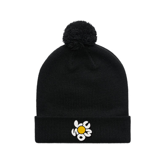 Daisy Pom Pom Beanie (Black)