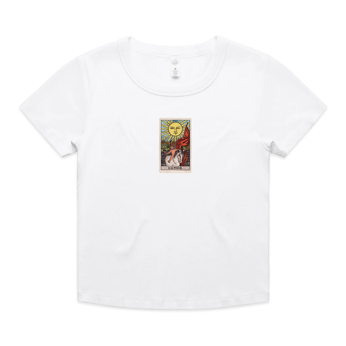 Lumos Tarot Ribbed Baby Tee (White)
