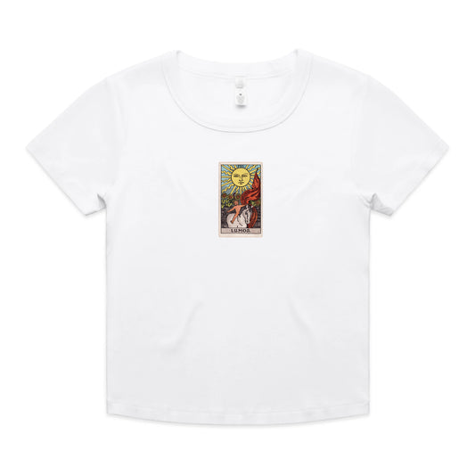 Lumos Tarot Ribbed Baby Tee (White)